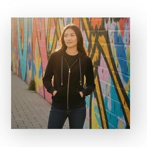 Y2K: new Kritik  Nola Terry Juicy Zipper Kangaroo Pocket  Hoodie  Black  L 